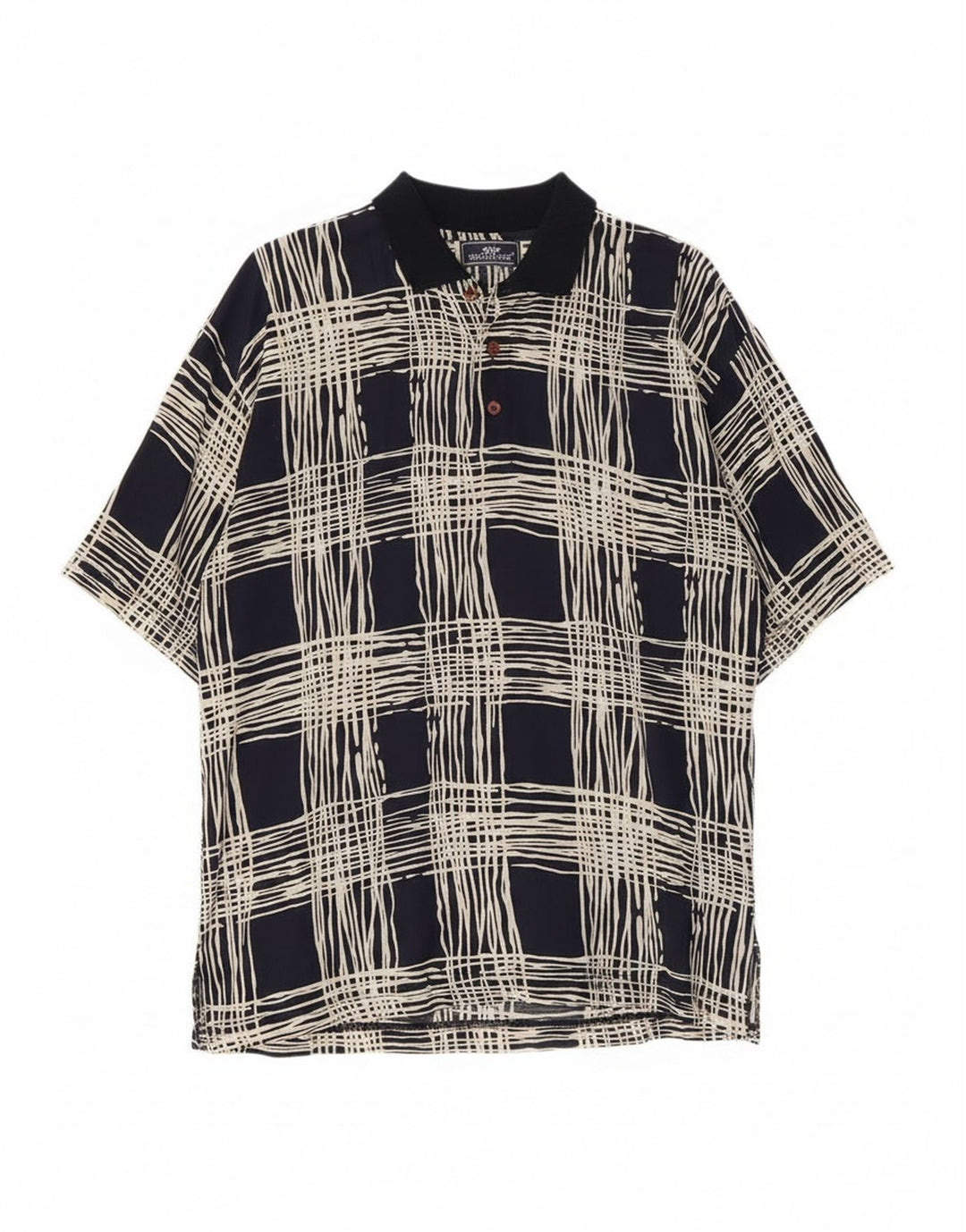 Suspense Chemise pull à manches courtes pour homme en viscose à carreaux bleu marine