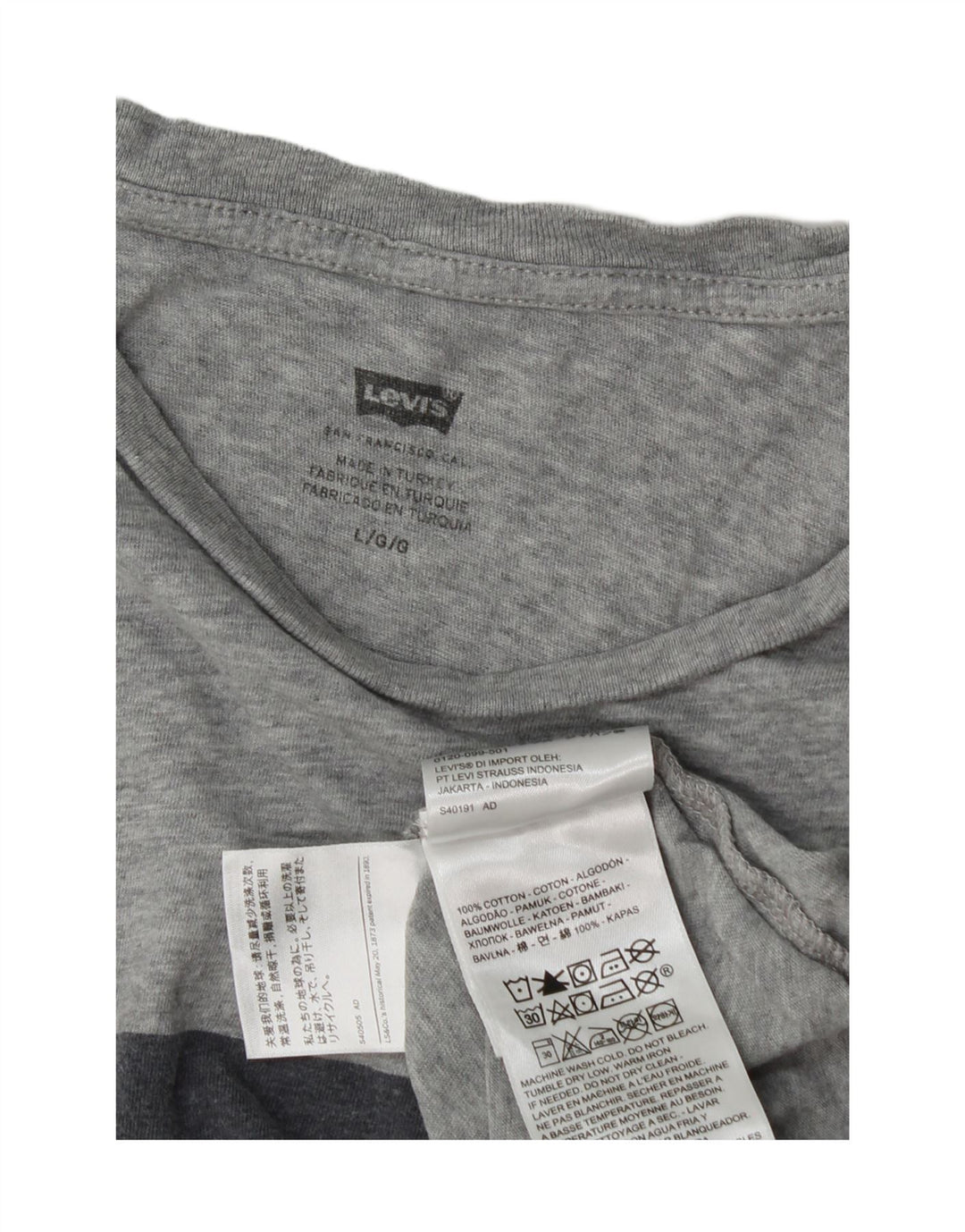 Levi's T-Shirt Graphique Homme Large Gris Moucheté Coton