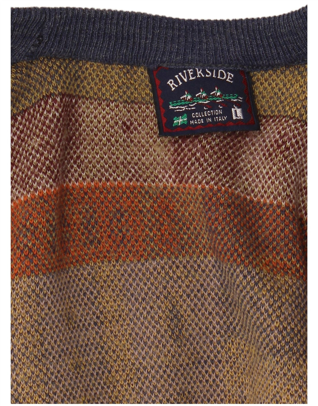 vintage Mens V-Col Jumper Pull Grand Patchwork Multicolore