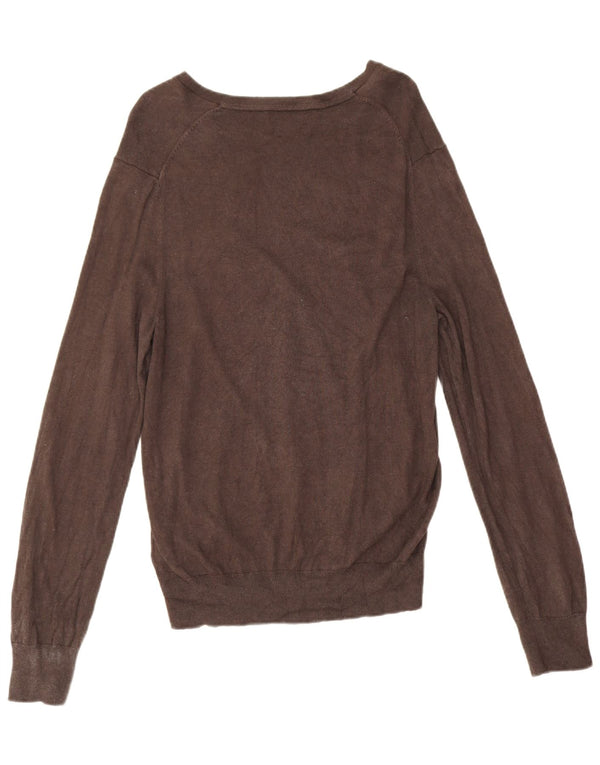 Banana Republic Pull Col V Homme Marron Moyen Soie