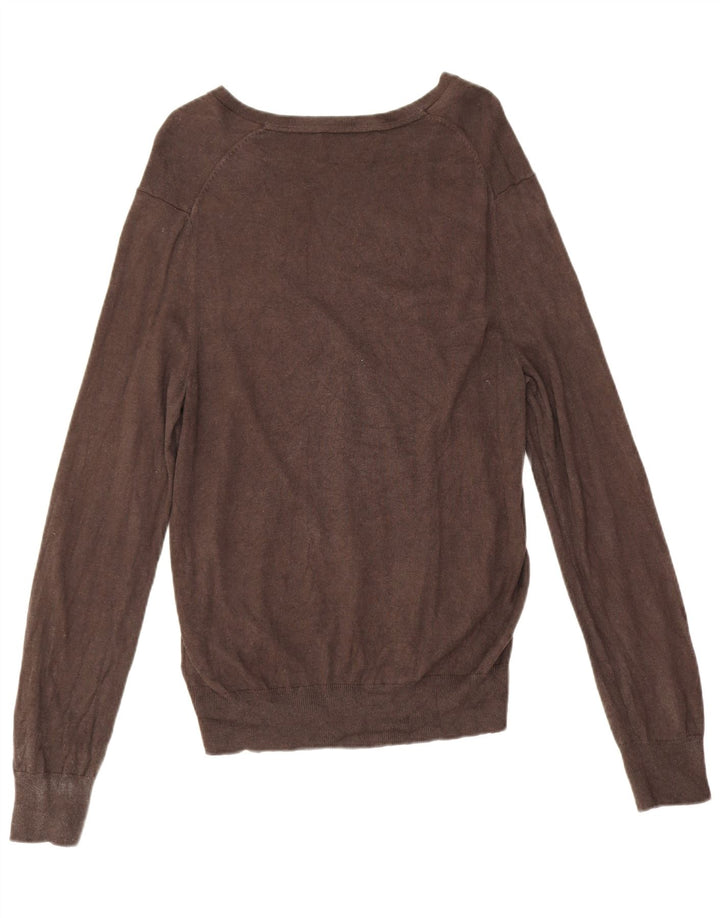 Banana Republic Pull Col V Homme Marron Moyen Soie