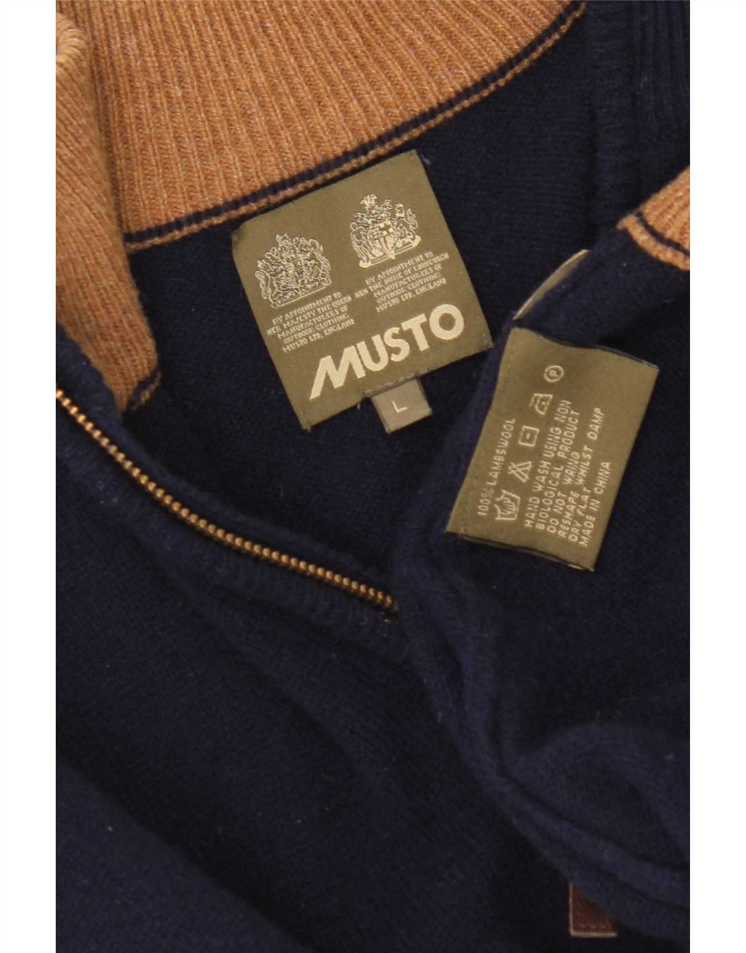 Musto Pull col zippé pour homme en laine d'agneau bleu marine Taille L
