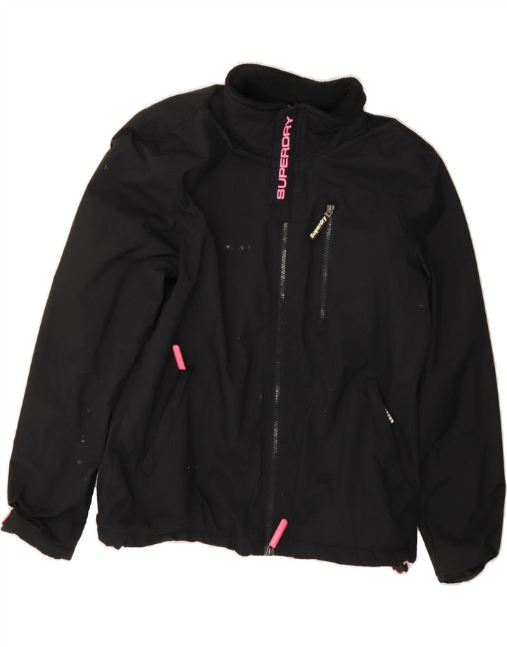 SUPERDRY Womens The Windhiker Windbreaker Jacket UK 14 Large Black Nylon Vintage Superdry and Second-Hand Superdry from Messina Hembry 