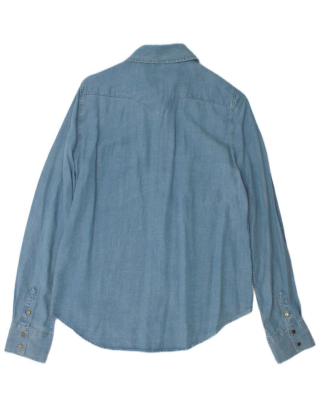 Zara Chemise en jean pour femme UK 16 Large Bleu Lyocell