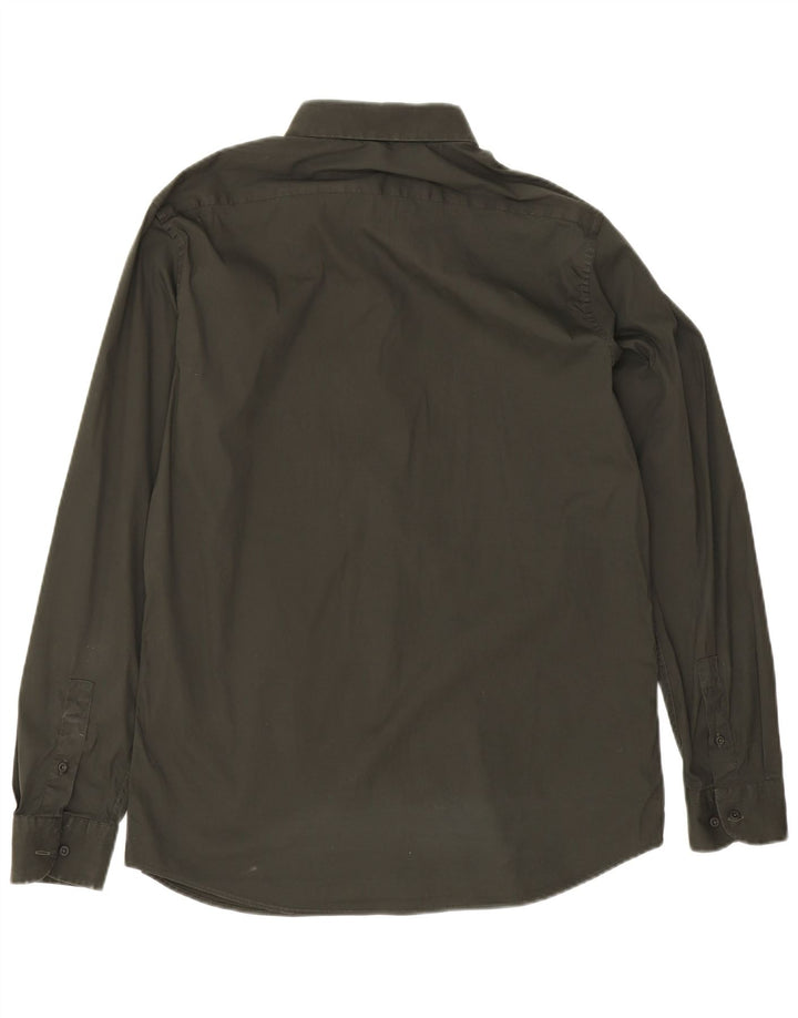 Massimo Dutti Chemise Homme Large Vert Coton