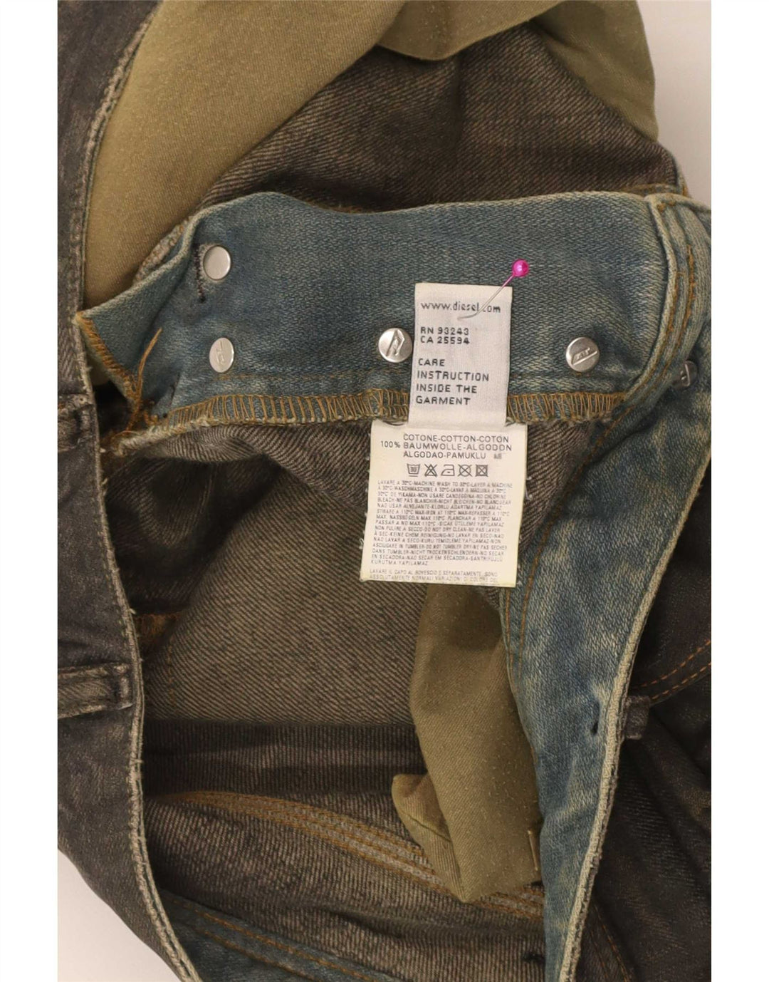 Diesel Jean Droit Homme W31 L36 Kaki Coton
