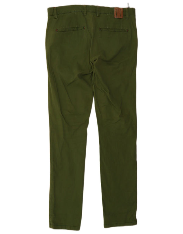 Zara Mens Slim Fit Chino Trousers EU 40 Medium W34 L34 Green