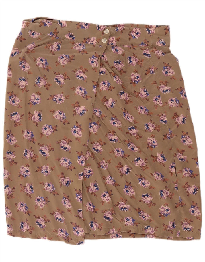 jupe portefeuille femme vintage W34 Grand Beige Floral