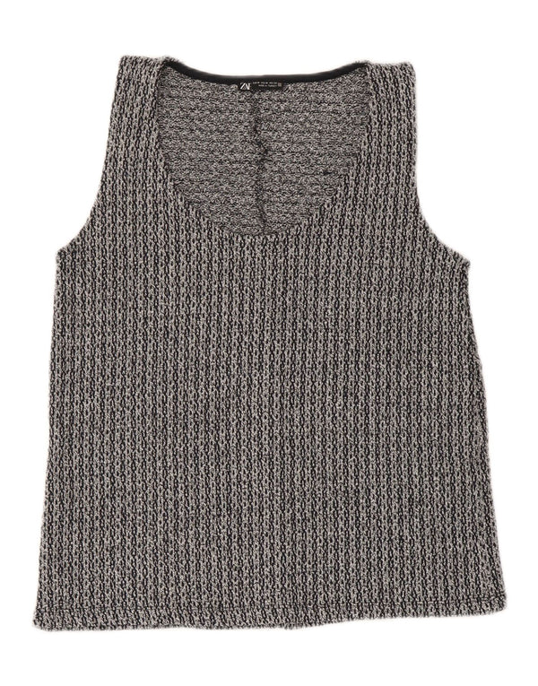 Zara Womens Vest Top UK 12 Medium Grey Polyester