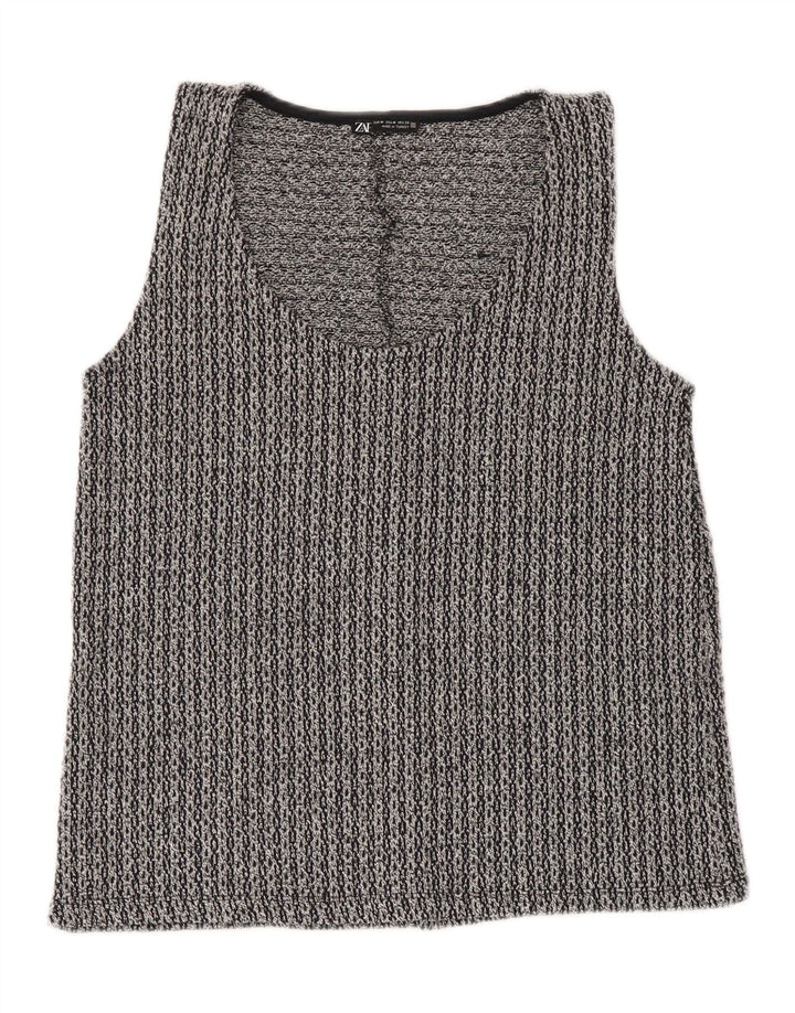 Zara Femme Débardeur UK 12 Gris Moyen Polyester