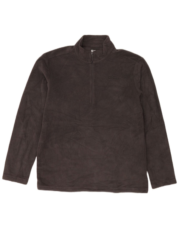 Jack Wolfskin Pull polaire à col zippé pour homme UK 42 Large Gris Polyester
