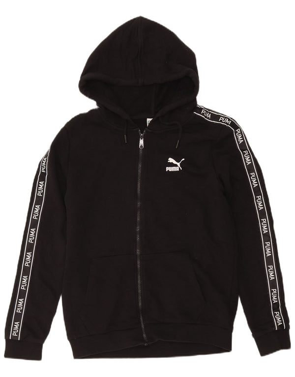 Puma Pull à capuche zippé graphique pour femme UK 10 Petit coton noir