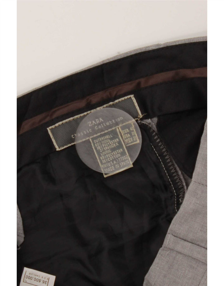 Zara Pantalon de costume droit pour homme EU 40 Medium W31 L31 Gris Laine