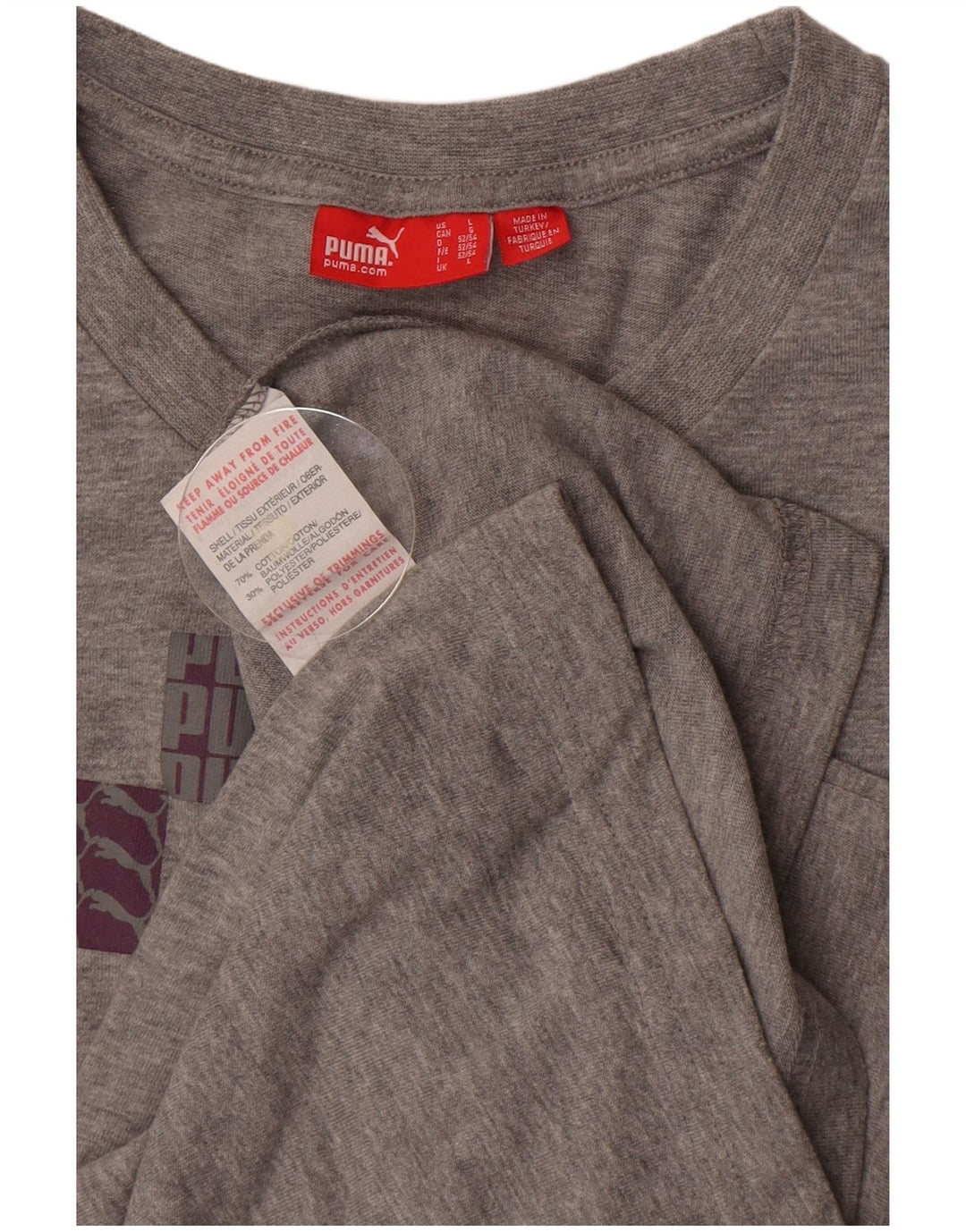 Puma T-Shirt Graphique Homme Large Gris Moucheté Coton