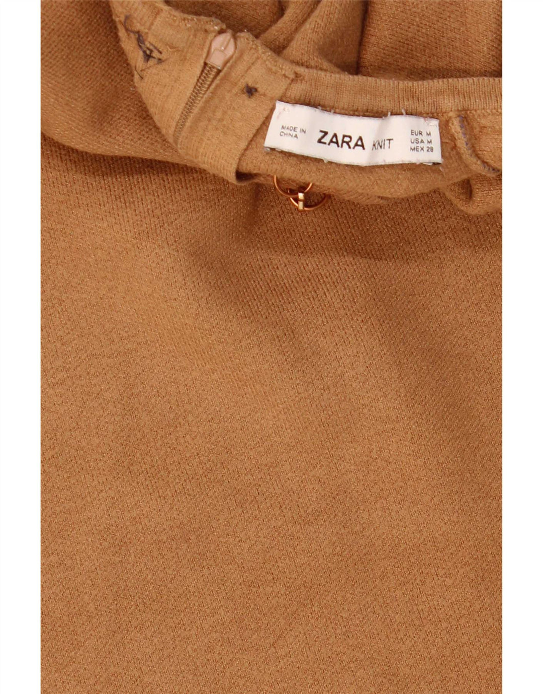 Zara Haut court à manches courtes pour femme UK 12 Marron moyen