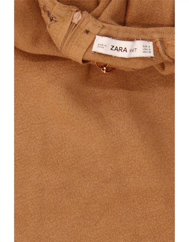Zara Haut court à manches courtes pour femme UK 12 Marron moyen