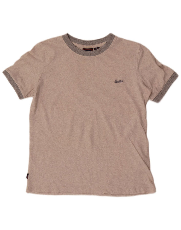 Superdry T-Shirt Femme Top UK 8 Small Gris Coton