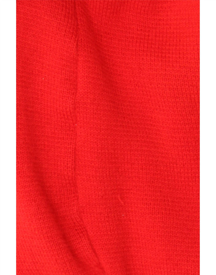 vintage Mens Cardigan Pull Moyen Rouge Laine Rétro