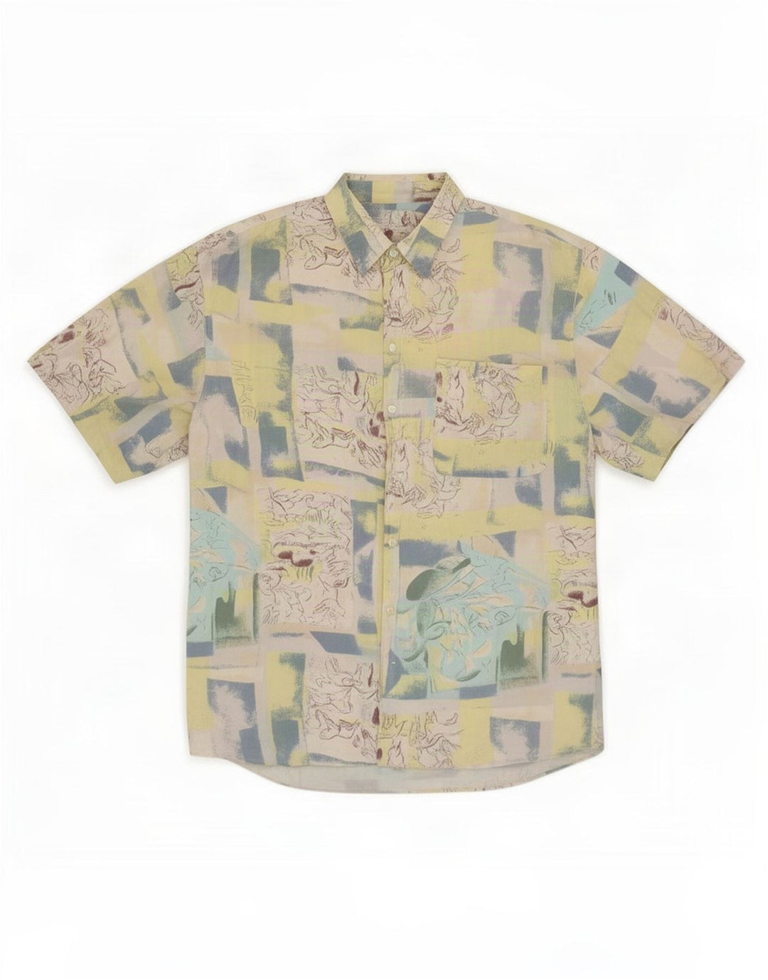 Bodoni Chemise à manches courtes pour homme Taille 39/40 Medium Multicolore Patchwork