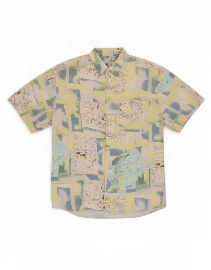 Bodoni Chemise à manches courtes pour homme Taille 39/40 Medium Multicolore Patchwork