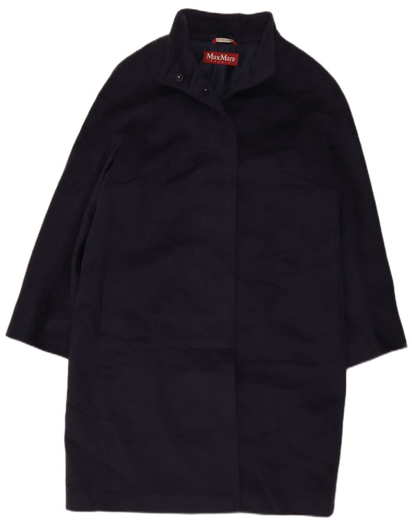 Max Mara Manteau Femme UK 16 Large Bleu Marine Laine Vierge