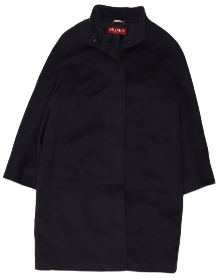 Max Mara Manteau Femme UK 16 Large Bleu Marine Laine Vierge