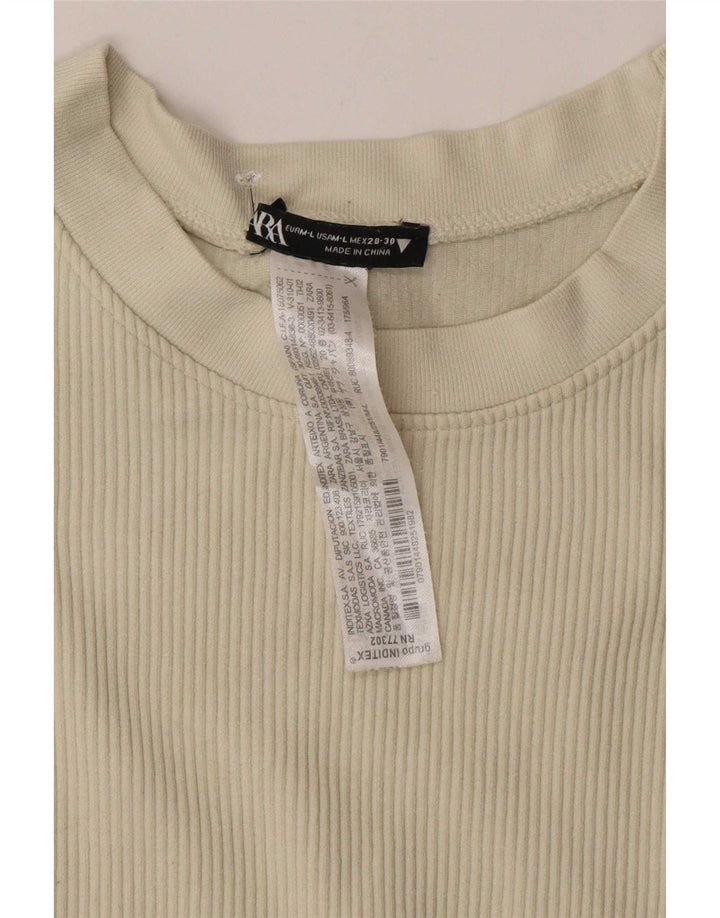 Zara T-shirt court pour femme UK 12 Medium Off White Nylon