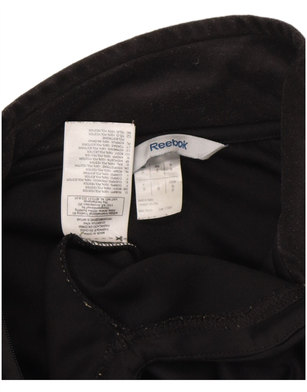 REEBOK Haut de survêtement à col zippé graphique pour hommes Petit noir Polyester