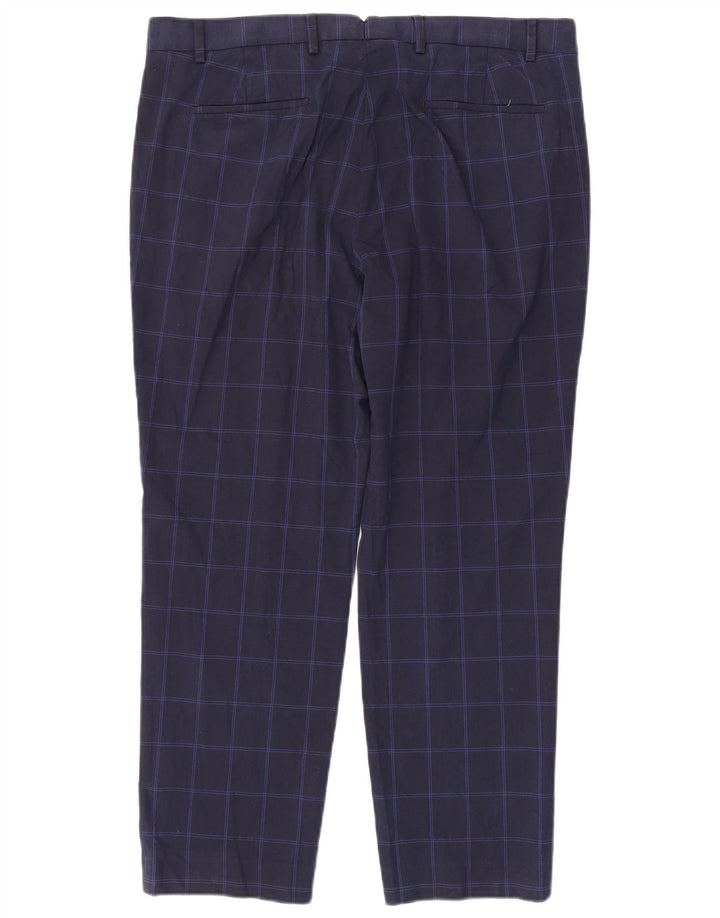 Marks & Spencer Pantalon de costume coupe classique pour homme W38 L29 Bleu marine à carreaux