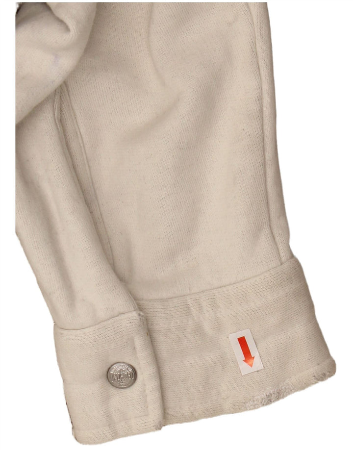 VINTAGE Veste Bomber Graphique Homme UK 44 2XL Laine Rayée Beige