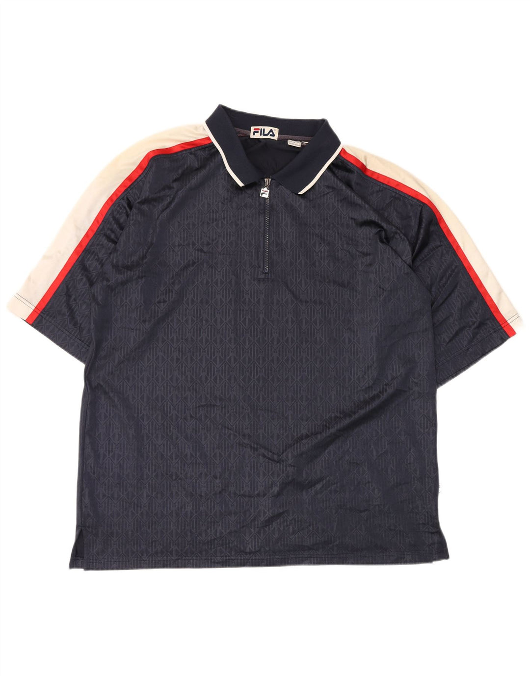 FILA Polo Homme 2XL Bleu Marine Géométrique Polyester