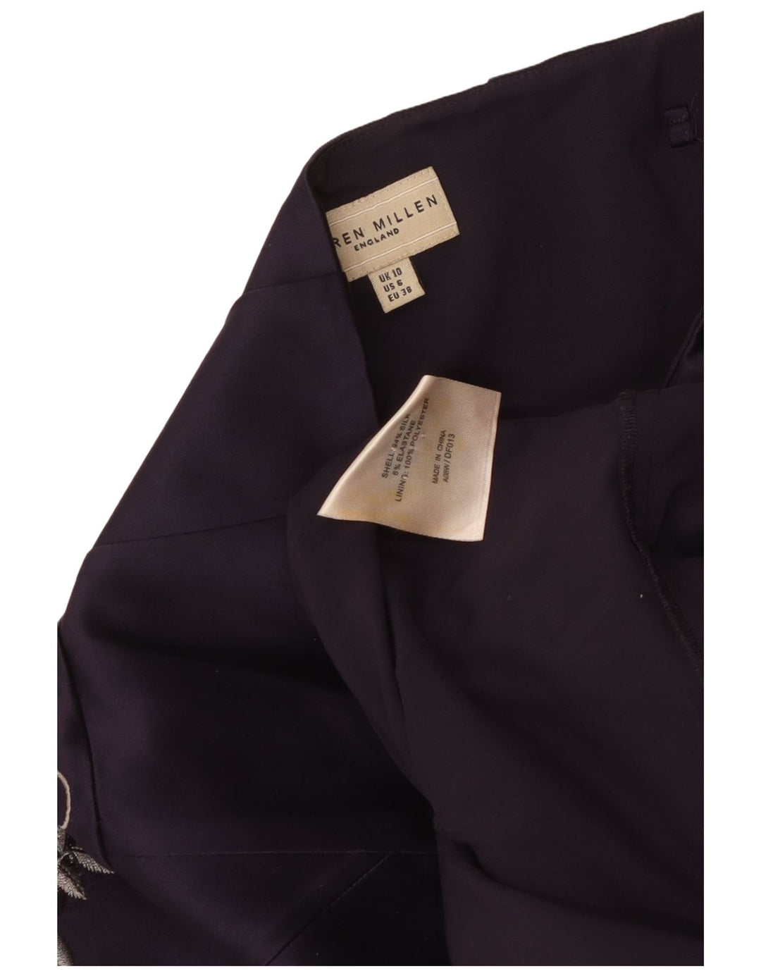 KAREN MILLEN Robe bustier femme UK 10 Petite soie florale violette