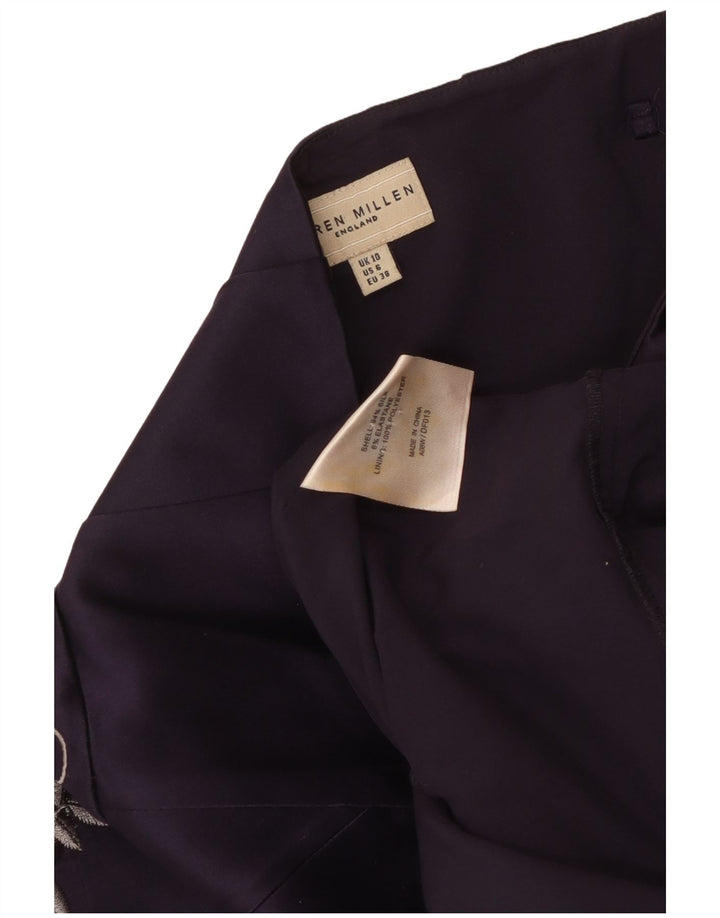 KAREN MILLEN Robe bustier femme UK 10 Petite soie florale violette