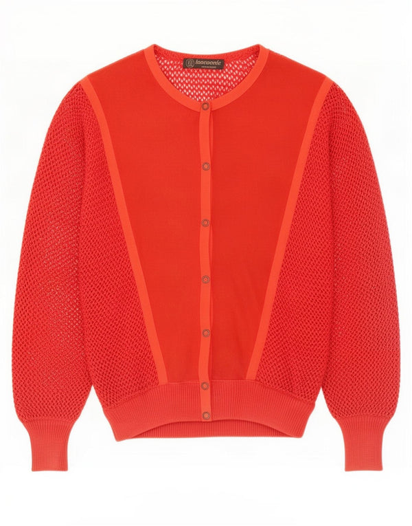 vintage Femmes Voir à travers Cardigan Pull IT 44 Rouge Moyen