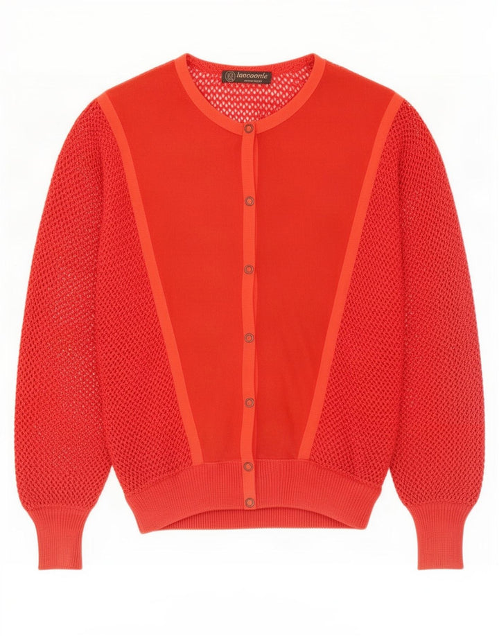 vintage Femmes Voir à travers Cardigan Pull IT 44 Rouge Moyen