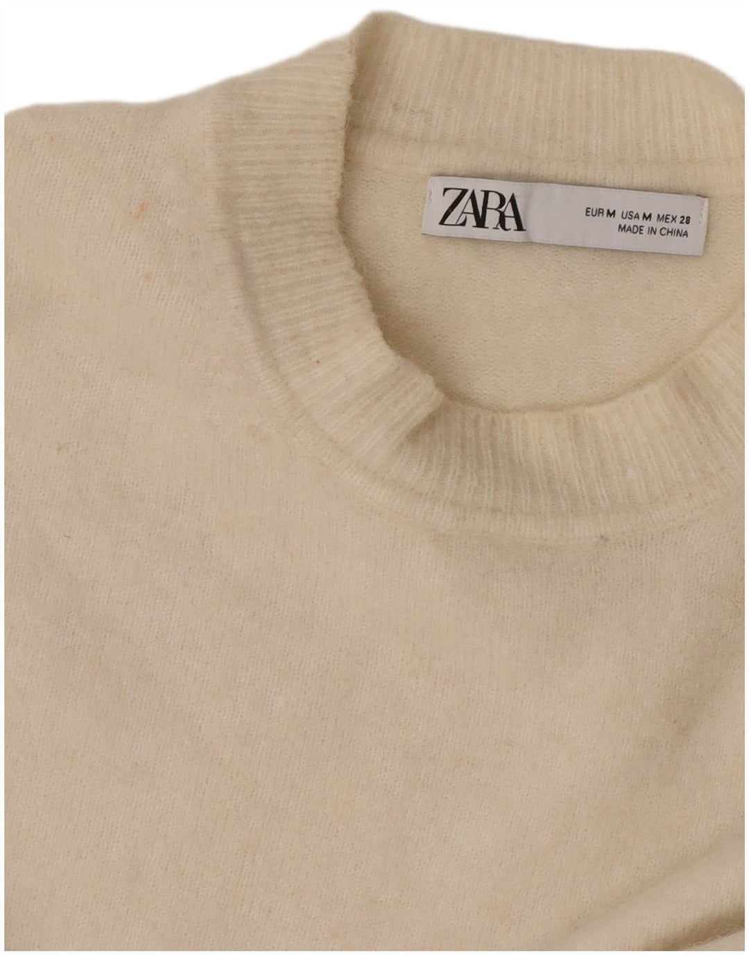 Zara Pull surdimensionné à col rond pour femme UK 14 Medium Off White