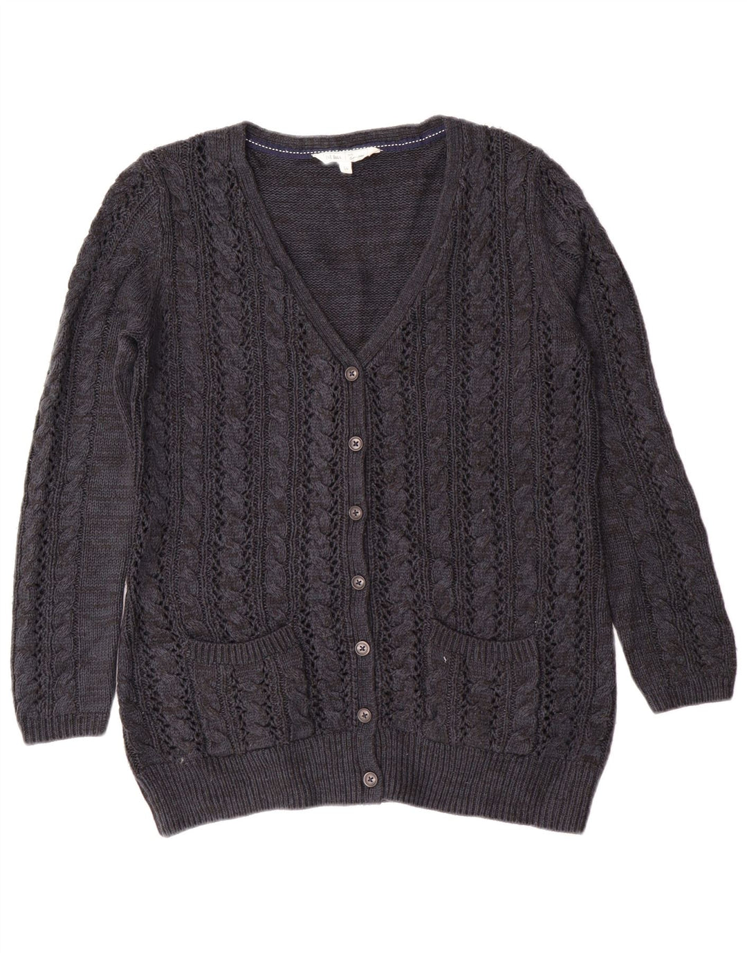 Fat Face Cardigan Femme Pull UK 14 Grand Bleu Marine Cachemire Classique