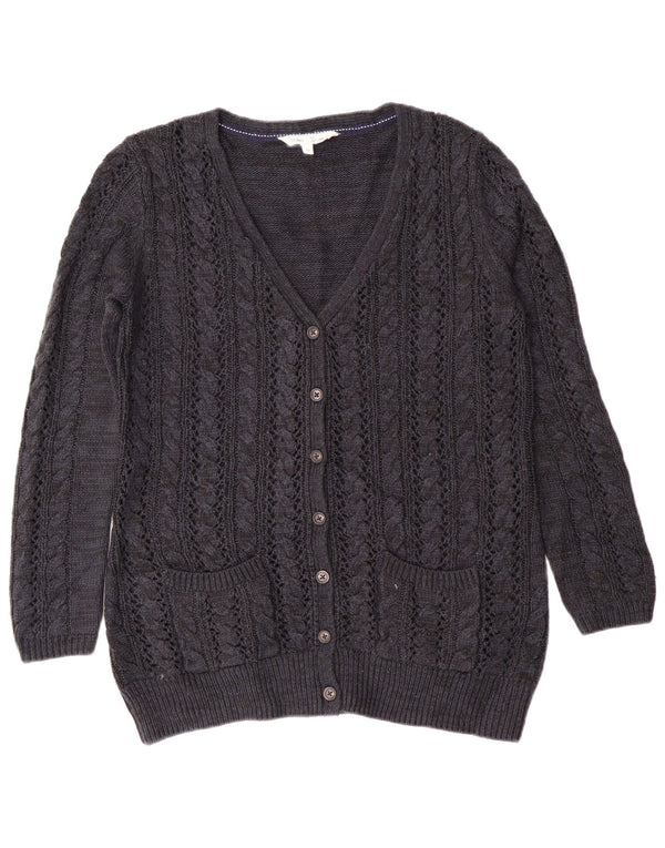 Fat Face Cardigan Femme Pull UK 14 Grand Bleu Marine Cachemire Classique