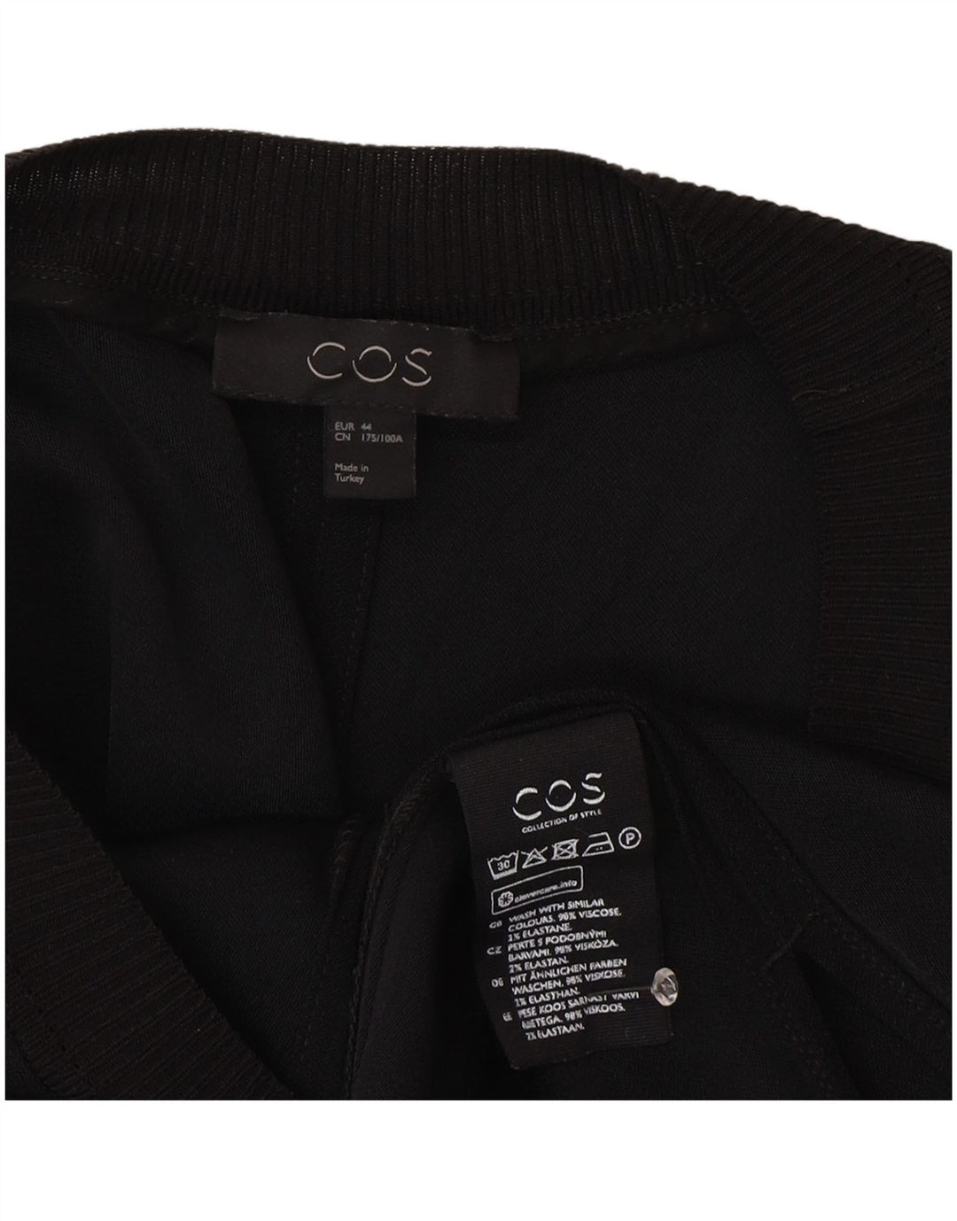 Cos Robe Pull Manches Courtes Femme EU 44 XL Noir Viscose