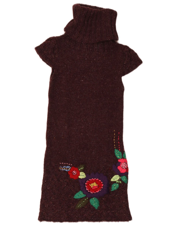 Desigual Robe pull graphique pour femme UK 8 Small Bordeaux Floral