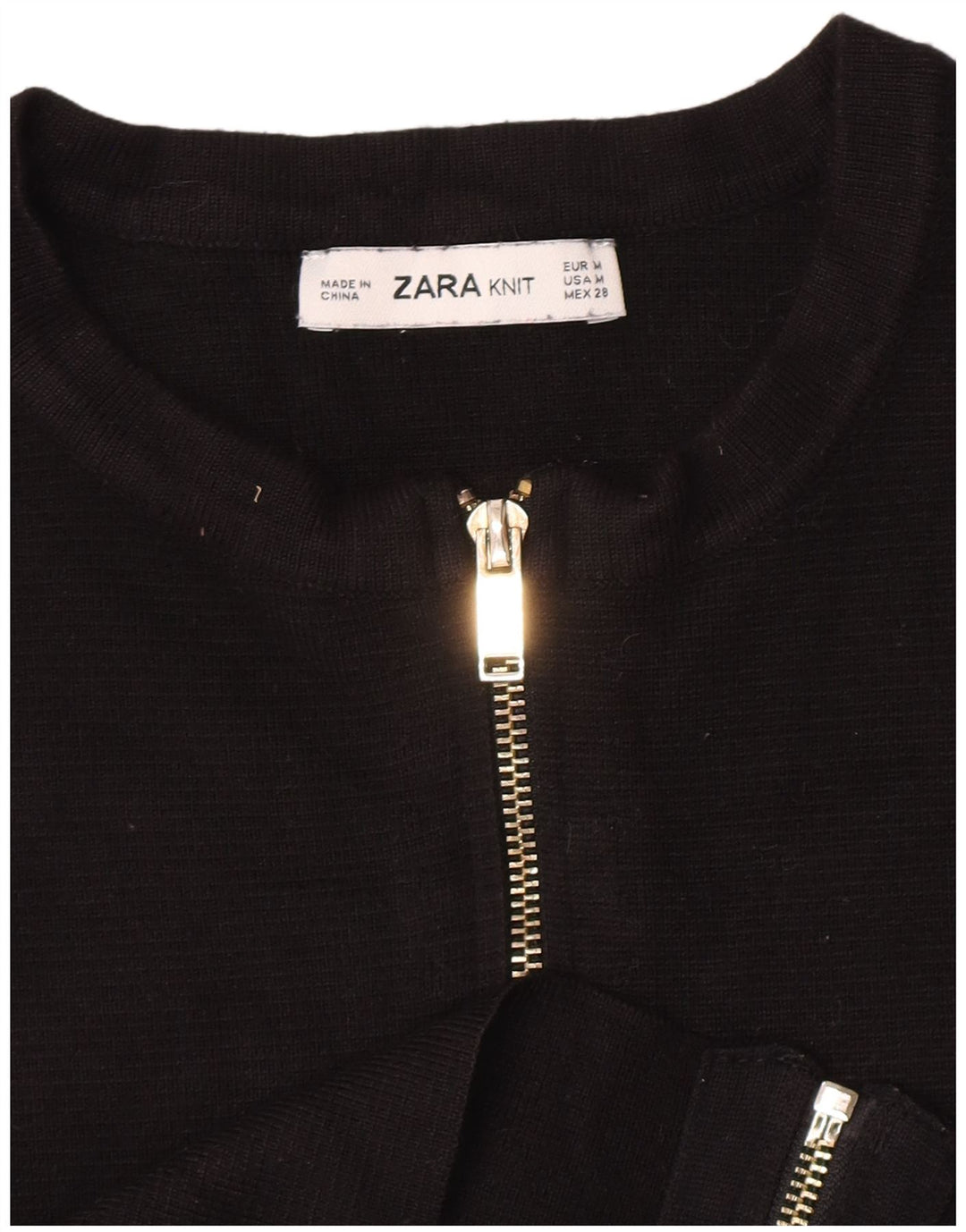 Zara Womens Crop Cardigan Pull UK 12 Moyen Noir