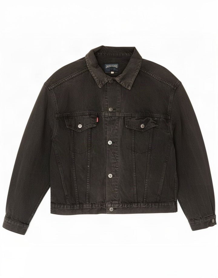 Jack & Jones Veste en jean pour homme UK 40 Large Noir
