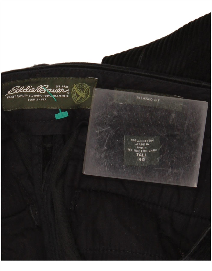 EDDIE BAUER Pantalon en velours côtelé pour homme, coupe décontractée, W40 L34, noir