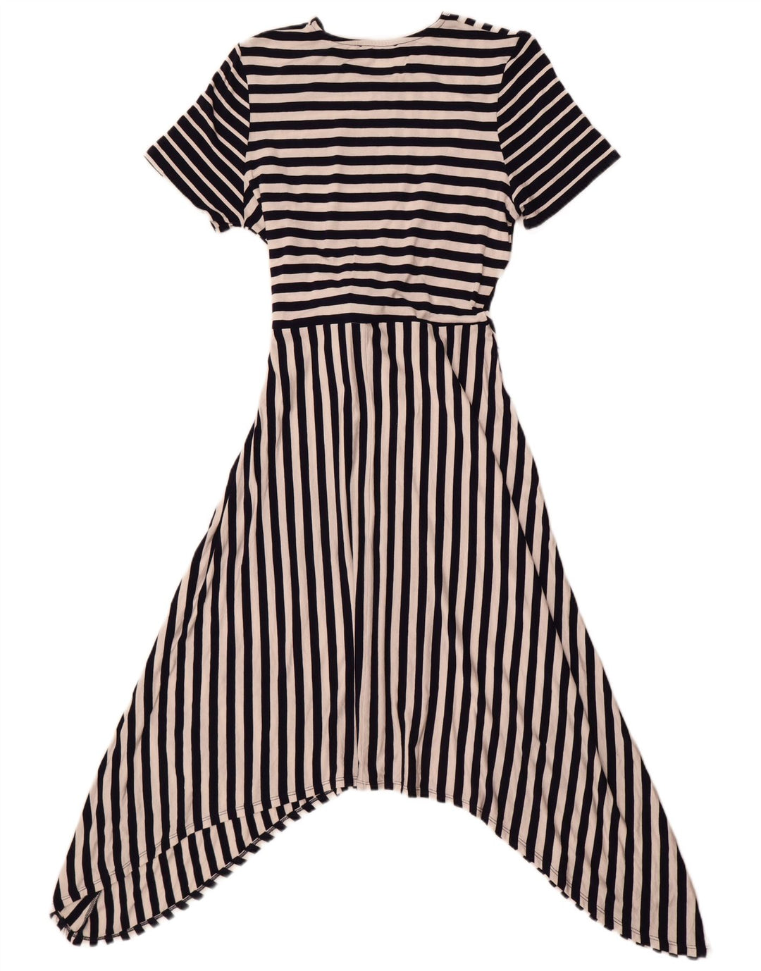 Oasis Robe asymétrique à nouer sur le devant pour femme UK 12 Bleu marine moyen rayé