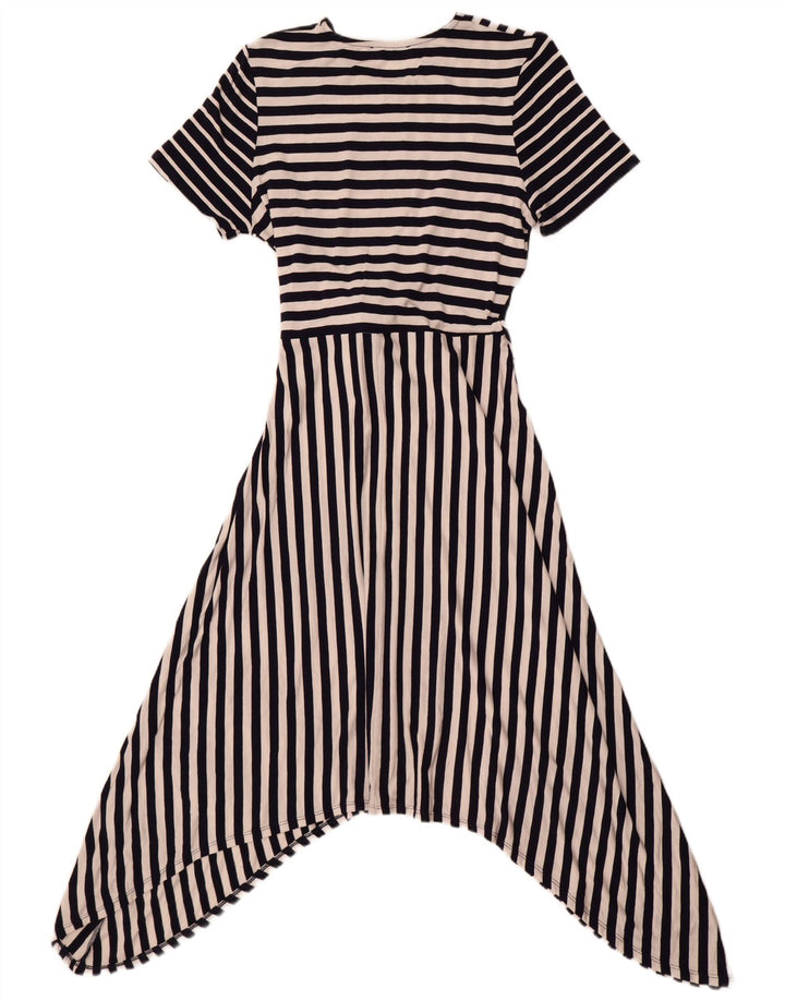 Oasis Robe asymétrique à nouer sur le devant pour femme UK 12 Bleu marine moyen rayé