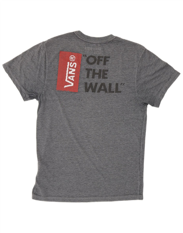 VANS T-shirt graphique pour homme, coupe personnalisée, petit, gris, coton moucheté