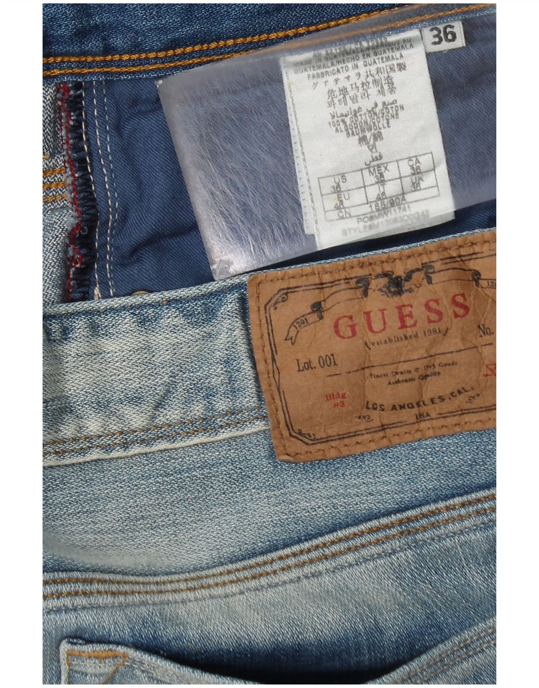 Guess Jean droit homme W36 L34 bleu coton