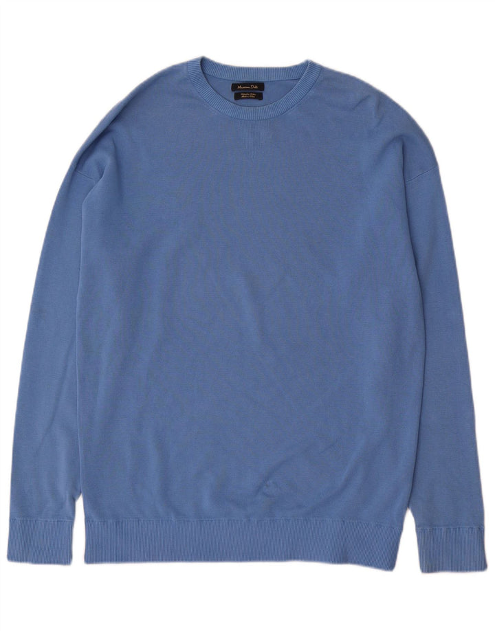 Massimo Dutti Pull col rond homme en coton bleu moyen