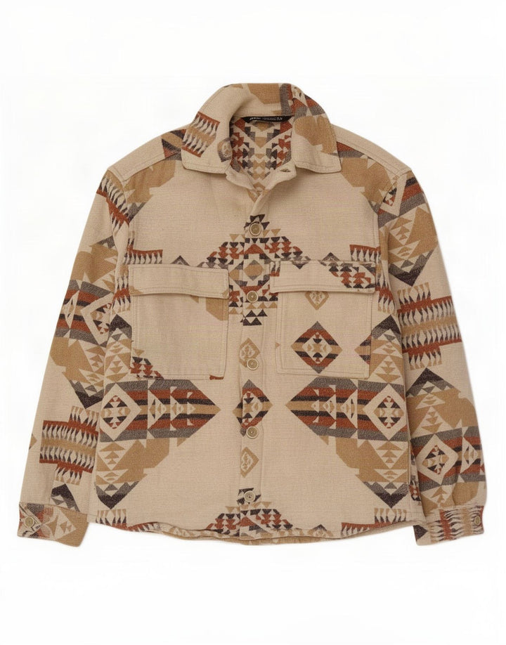 Chemise Zara Homme Small Beige Géométrique
