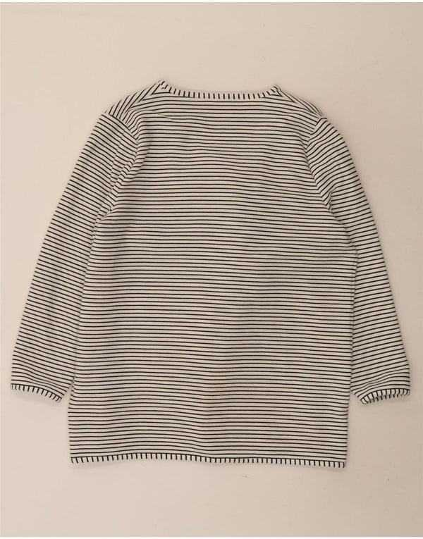 Jaeger Pull cardigan ouvert pour femme UK 16 Grand coton rayé blanc